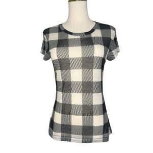 Rag & Bone Women’s Small Checkered Plaid T-Shirt Black & White Sheer